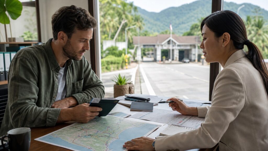 Traveller comparing border travel and re-entry options in Thailand