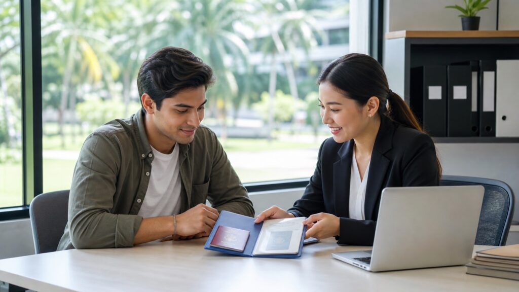 International university student preparing an ED Plus visa application