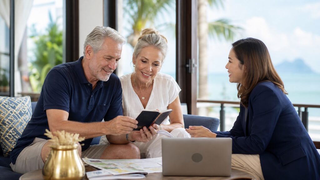 Mature couple planning a long retirement stay in Thailand
