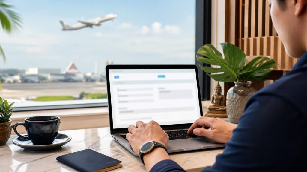 Traveller preparing a Thailand e-Visa application online