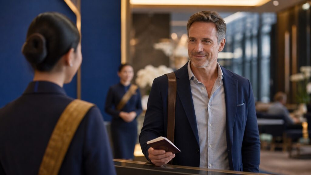 Long-stay traveller using a premium arrival service in Thailand