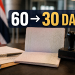 Thai immigration desk with large 60 to 30 days headline for the 2026 visa-exemption changes