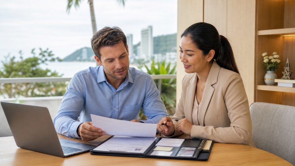 Applicant reviewing a Thailand visa document request with an adviser