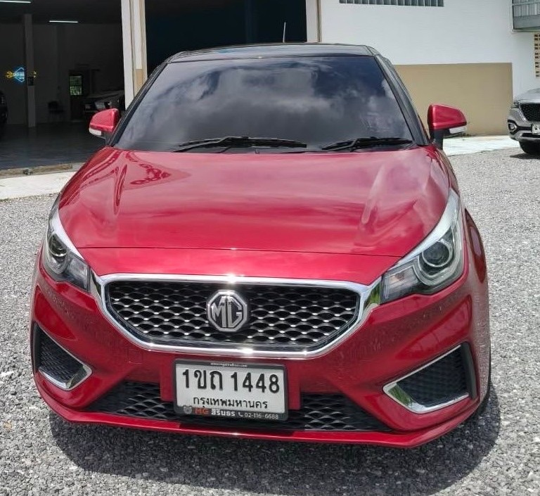 Front view of red 2020 MG 3 rental car in Hua Hin