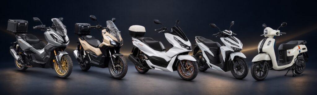 Honda and Yamaha motorbikes available for rent in Hua Hin