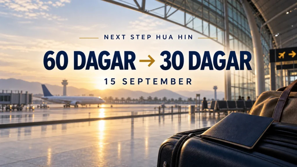 Pass och flygplats med budskapet 60 dagar blir 30 dagar den 15 september