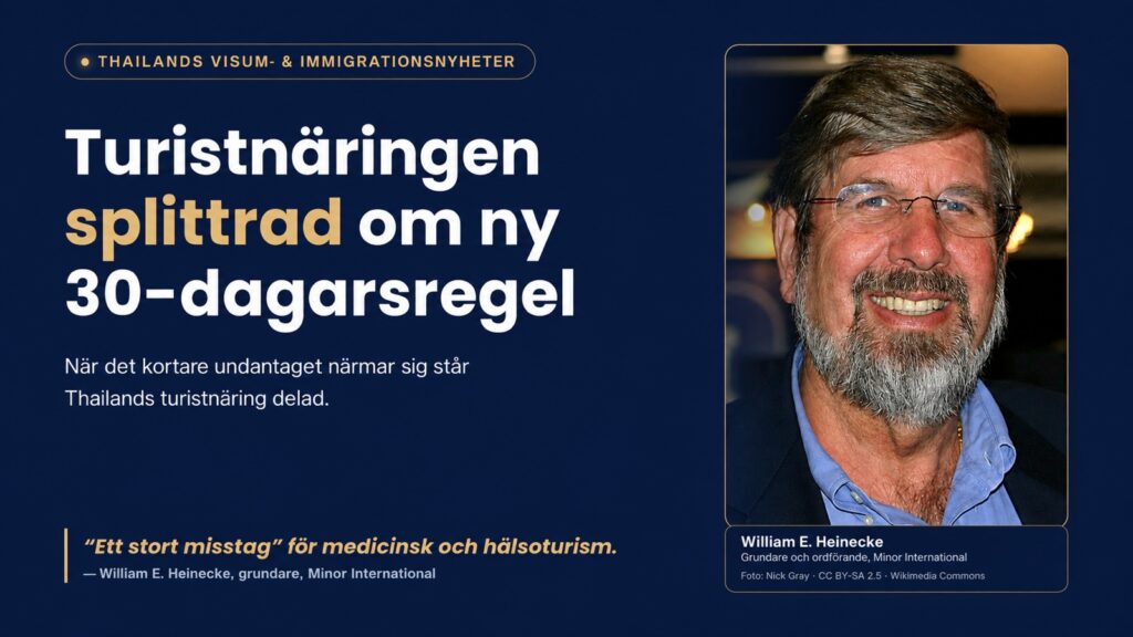William E. Heinecke och svensk rubrik om Thailands nya 30-dagarsregel