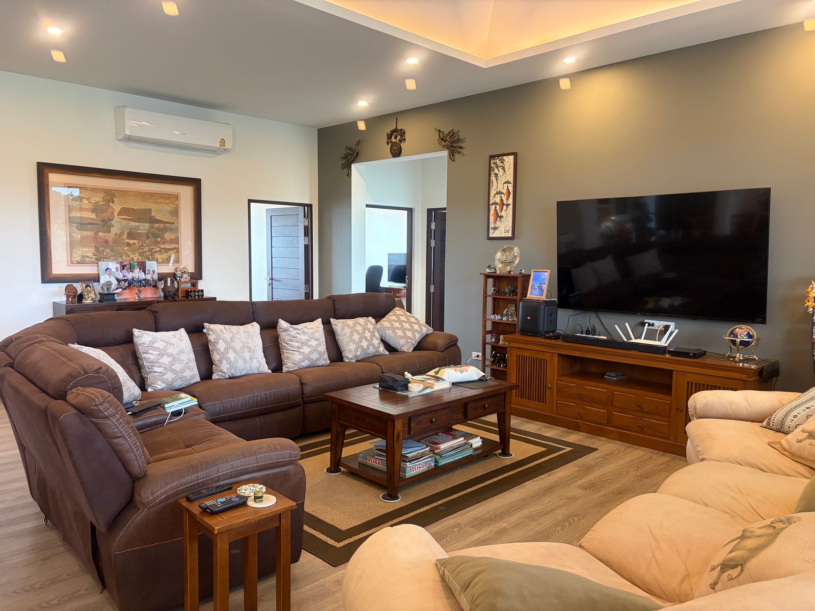 Spacious furnished living room in the Wang Phong pool villa