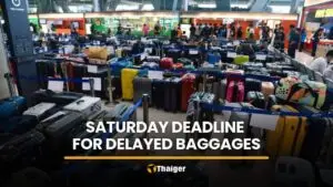 Delayed Thai Airways baggage being processed during the Suvarnabhumi airport recovery operation